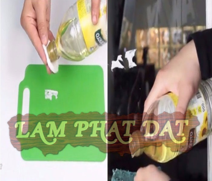 Dùng dầu ăn để tẩy sạch keo trên kính