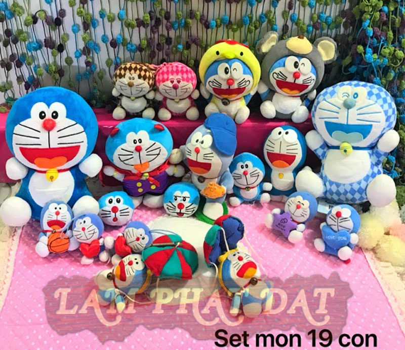 Set gấu doremon nhiều món để trang trí